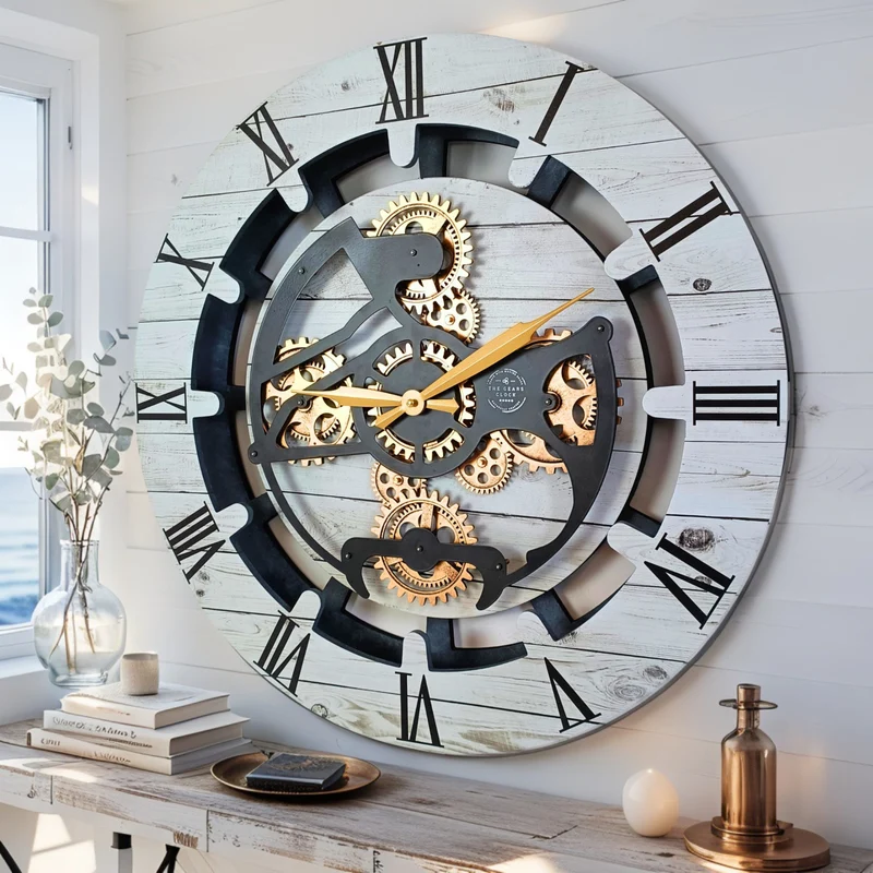 CANADA LINE WANDUHR RUND 24 ZOLL WEISS BAUERNHAUS